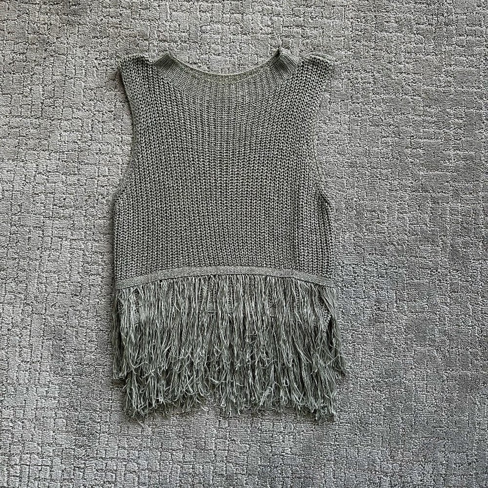 Gianni Bini Fringe Knit Top - Color: Sage